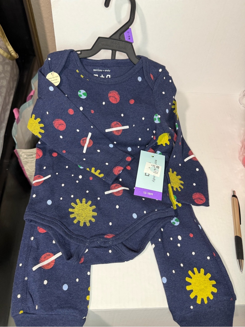 monica + andy Navy Space-Print Baby Pajama Set - Picture 3 of 3
